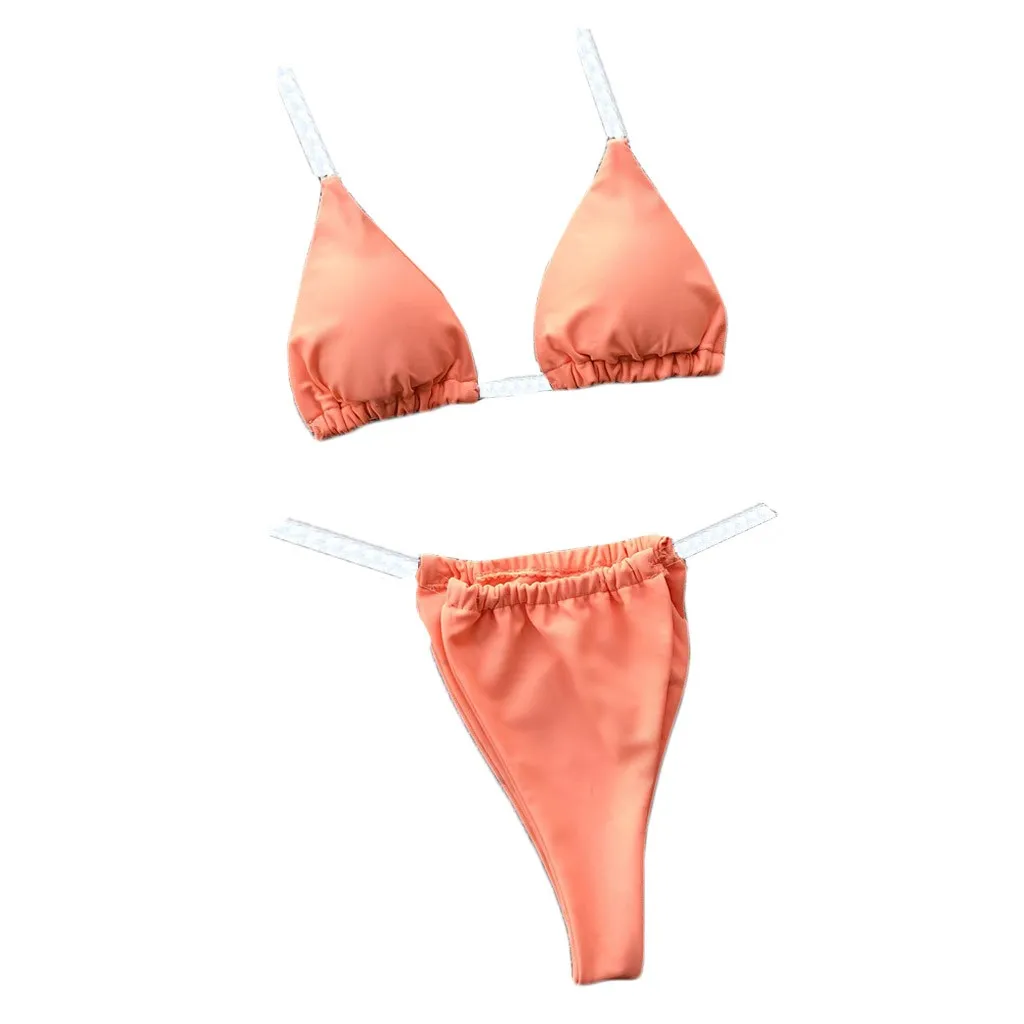 Pink Новинка, Модный женский сексуальный комплект бикини, слинг, открытая спина, пуш-ап, Мягкий купальник, комплект пляжной одежды, микро купальник,, купальный костюм# w - Цвет: Pink