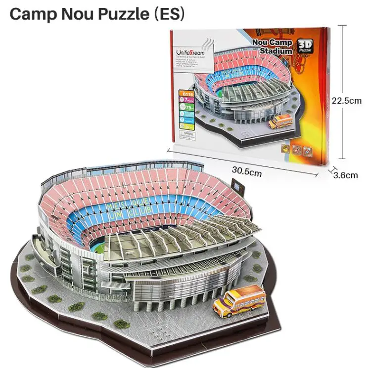 Классический пазл архитектура лагерь ноу/анфилд/старый Траффорд футбольные стадионы игрушечные масштабные модели наборы строительных бумаги - Цвет: Camp Nou