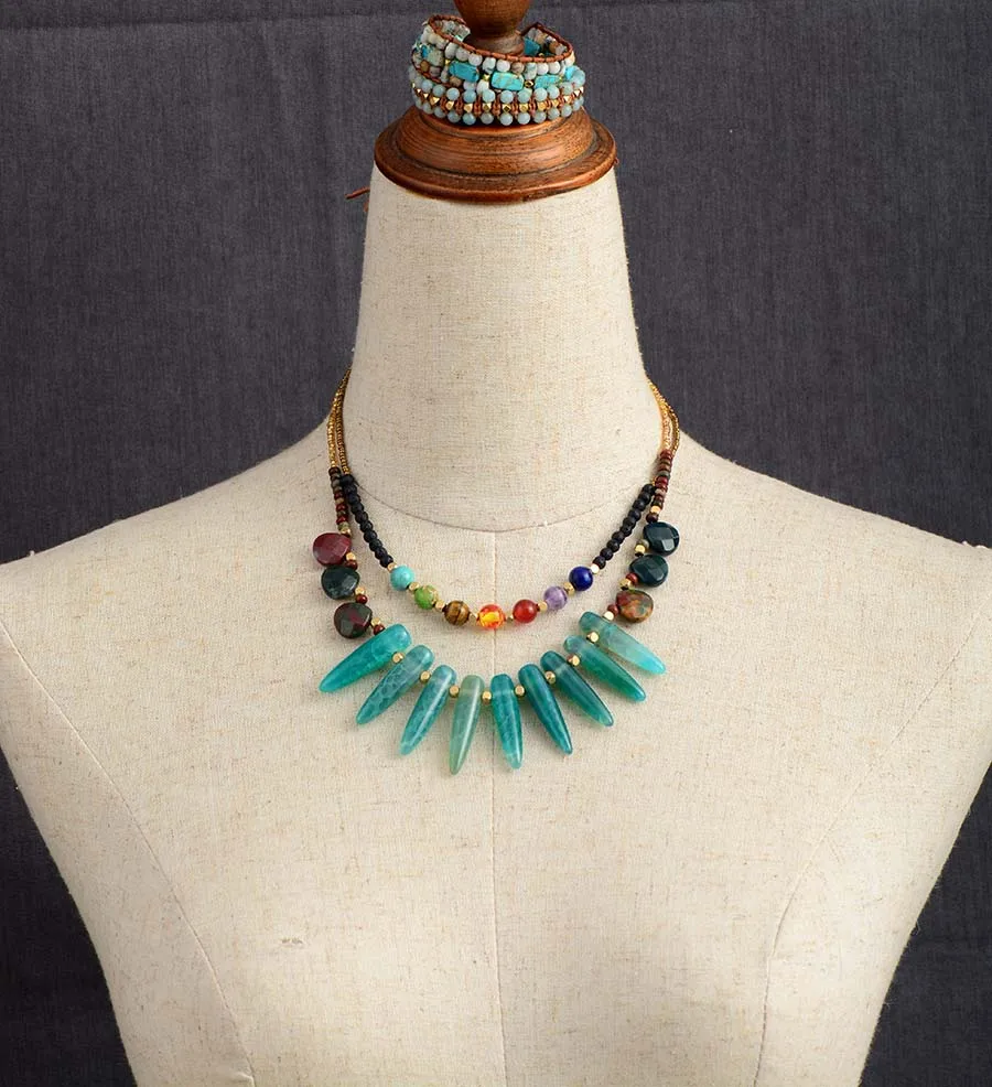 Новинка 7 цветов ожерелье чакры натуральный камень Лава камень колье ожерелье женские новые модные семена бисер цепи ожерелья