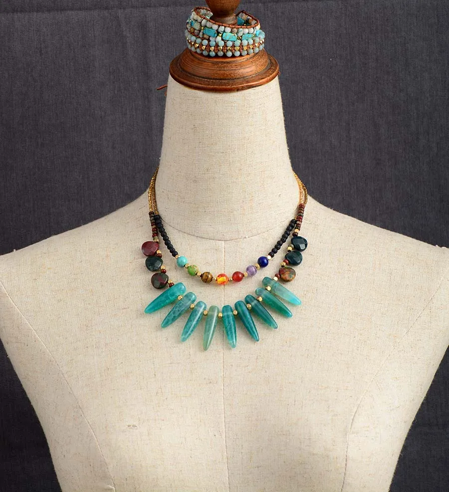 7 Color Chakra Necklace Natural Stone Lava Stone Choker Necklace for Women