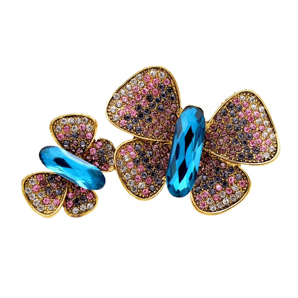 CINDY XIANG, 2 цвета на выбор, большие стразы, бабочки, броши для женщин, осенний дизайн, насекомое, булавки, винтажное ювелирное изделие