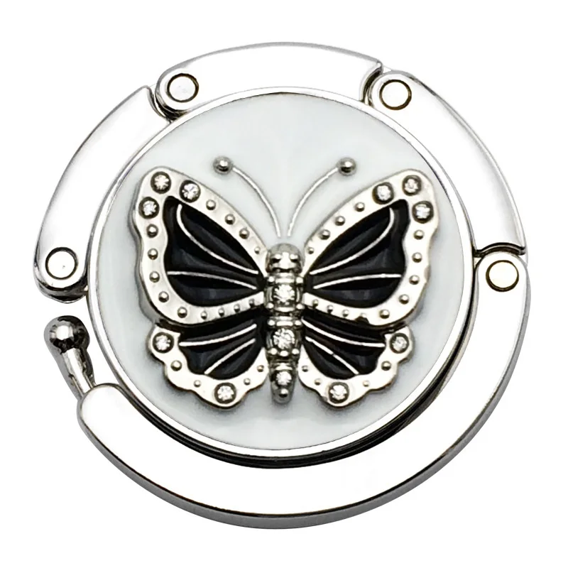 

Metal Round Butterfly Pattern Folding Handbag Hanger Purse Table Desk Hook Storage Holder