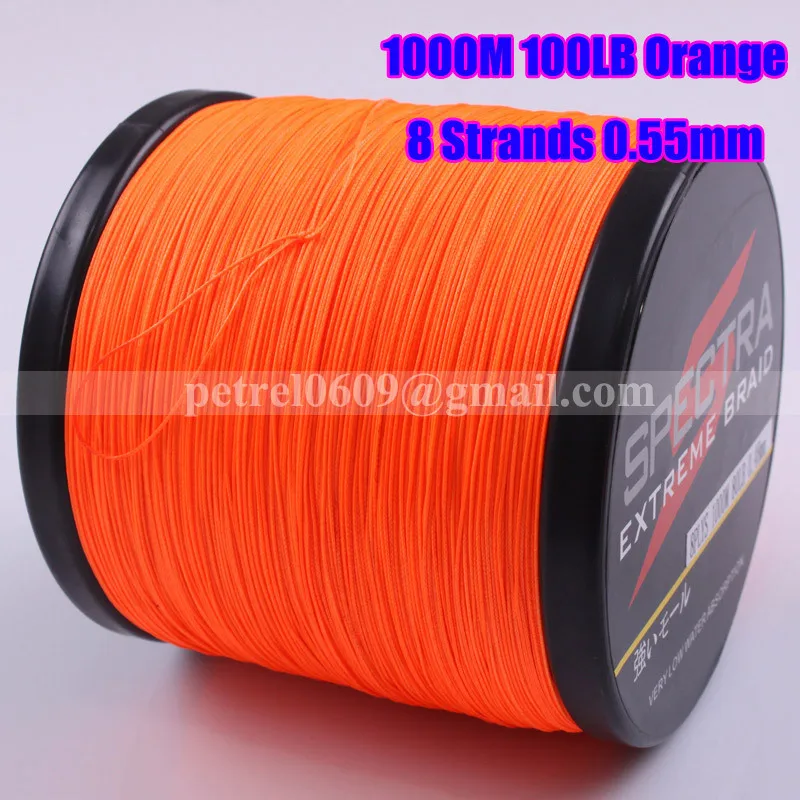 Orange PE 4Strength Dyneema Spectra 100-1000M 6-100LB Fishing Braided Line New 