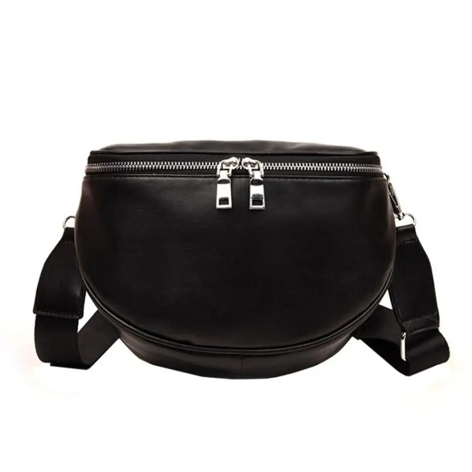 Модная женская однотонная кожаная сумка-мессенджер на плечо, нагрудная сумка в стиле ретро, женская маленькая сумка-мессенджер, простой стиль - Цвет: Черный