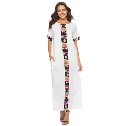 Для женщин Ночная рубашка Длинные Плюс Размеры короткий рукав в стиле пэчворк Рубашки Повседневное домашнее платье пижамы платье арабский