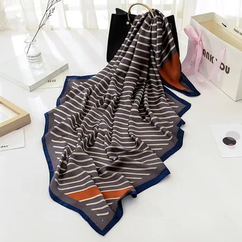 

Hot Sale Scarf 100% Silk Feeling Shawl Scarf Foulard Print Square Head Scarves Hijab Wraps 2017 NEW 90x90cm