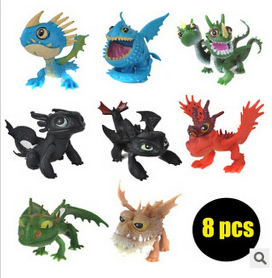 

New 8 pcs /set full set Anime How to Train Your Dragon 2 PVC Action Figures, Night Fury toothless dragon toys for child gift
