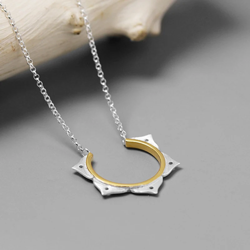 Lotus Fun Real 925 Sterling Silver Handmade Designer Fine Jewelry Creative Minimalist Flower Necklace for Women|Ожерелья| |