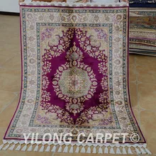 Yilong 3,5 'x5' ковер тавризский шелковый красный фиолетовый ручной работы Изысканные турецкие шелковые коврики(1754