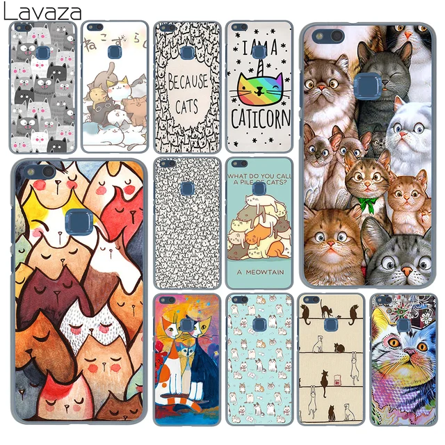 Cheap Lavaza Cartoon Cat Face A Lot Pile of Cats art Case for Huawei P20 Pro P9 P10 Plus P8 Mate 10 Lite Mini 2015 2016 2017 P smart