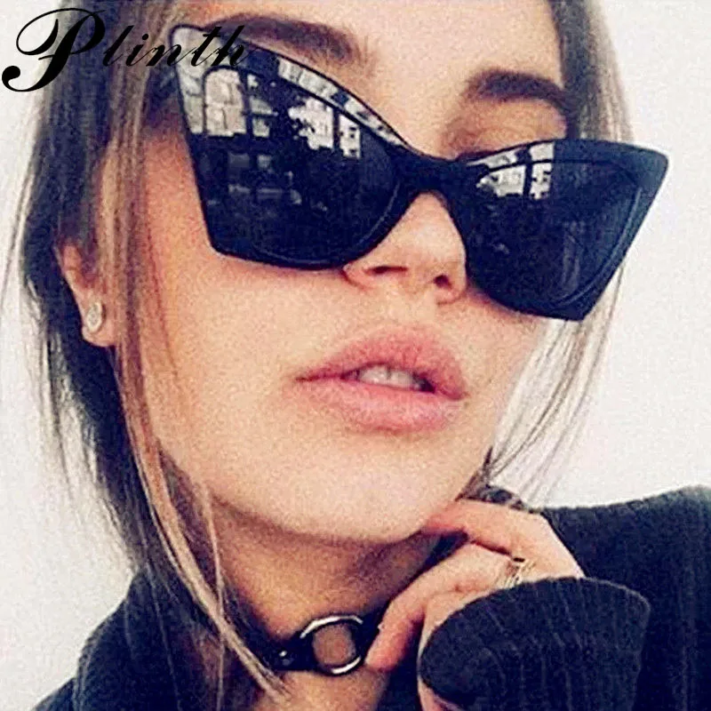 

PLINTH 2019 Cat Eye Sunglasses Women Bright Black Frame Brand Designer Sexy Driving Sunglasses Luxury Sun Glasses For Female