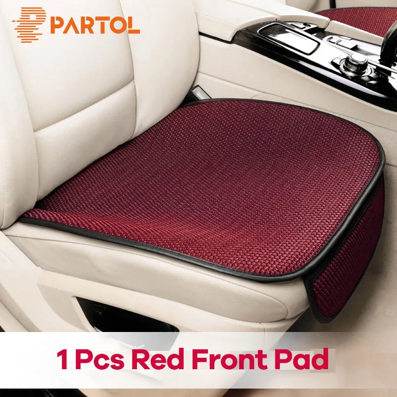 Partol дышащие противоскользящие автомобильные чехлы для сидений автомобиля, защита для сидений, переднее и заднее автомобильное сиденье, подушка, коврик, четыре сезона, лето - Название цвета: 1Pc Red Front Pad