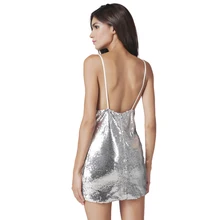 2017 summer women sexy club sliver bling dress backless mini Deep V sequin sundress luxury slip dress woman party short dresses