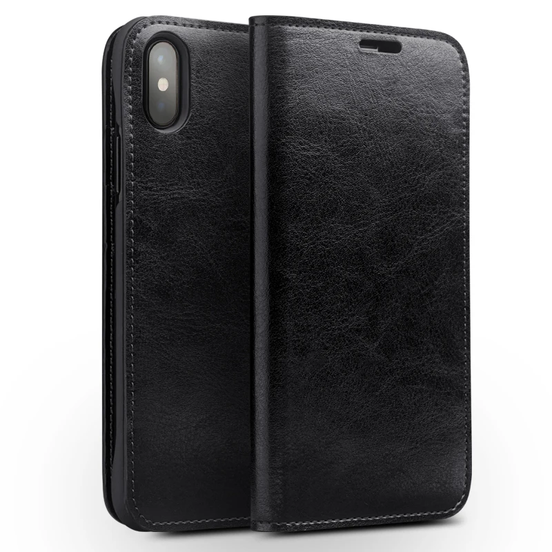 

QIALINO for iphone X Case 5.8"Genuine Dermis Leather Ultra thin Case for iphone 10 Flip Cover with Stand Wallet Bag Card Holder