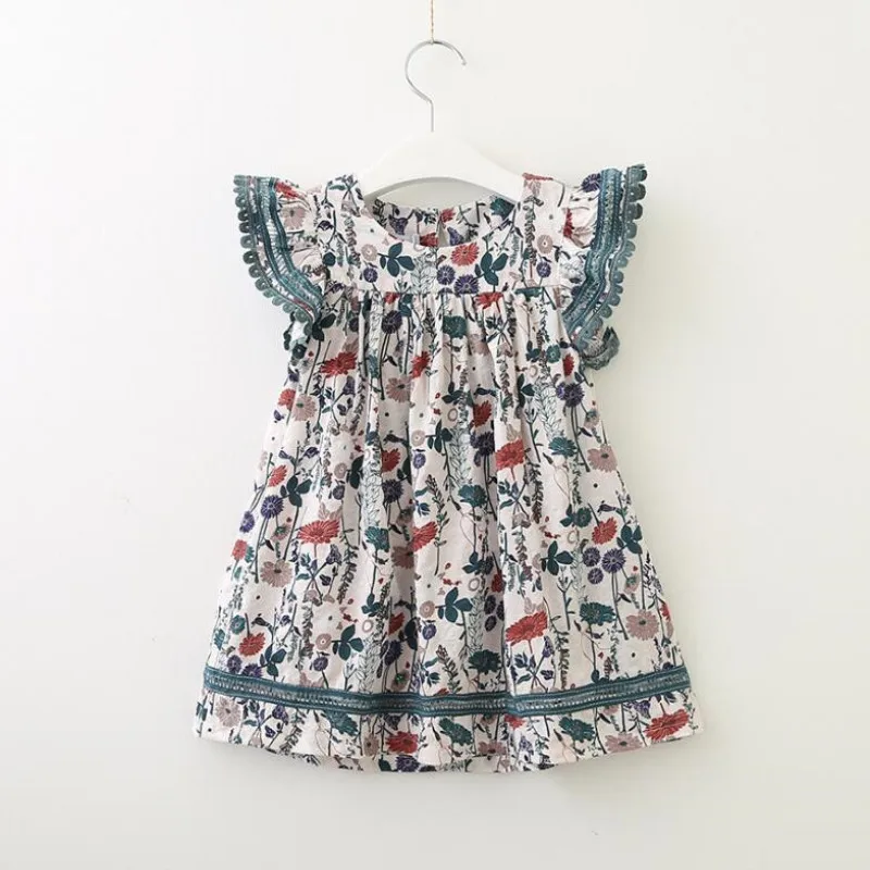 

AJLONGER new fashion Infant Kid Girl dress floral printed Casual Dresses One-Piece Costume a-line dress