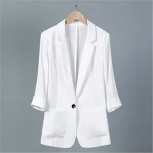 Новинка, 5XL, 6XL, 7XL, костюм с рукавом в семь точек, летний Женский блейзер, Повседневный, большой размер, корейский, белый, черный, тонкий, пиджак, v577