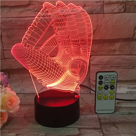 

Baseball Glove Night Light 3D USB touch switch & Remote Control Acrylic Engrave 7 Color Gradient Atmosphere Table Lamp Decor