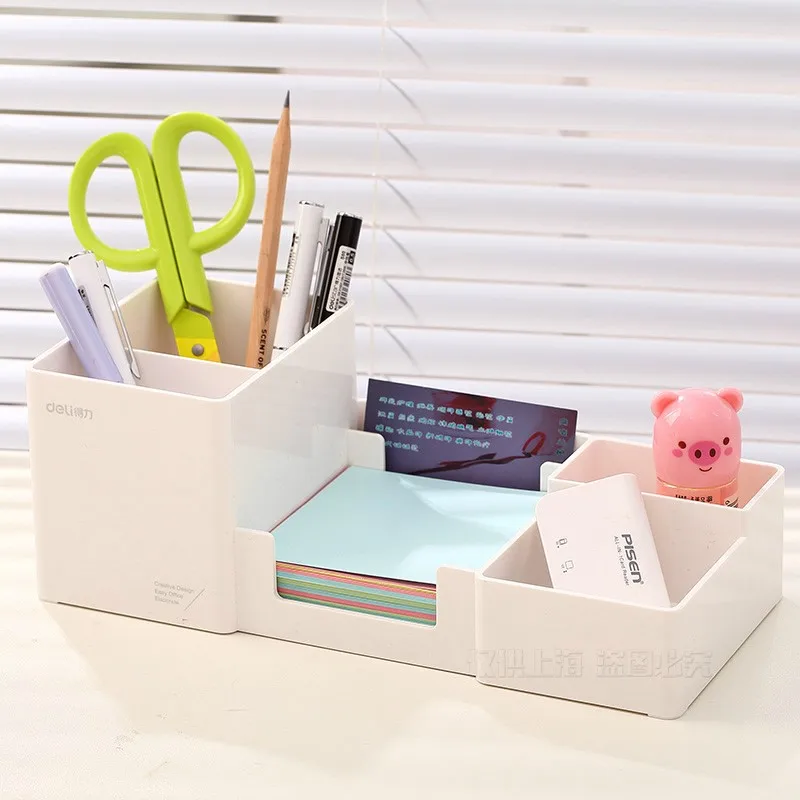 

Deli 9118 multifunctional office organizer set 25*11*9cm plastic pen holder Korea student desk office organizer pen holder