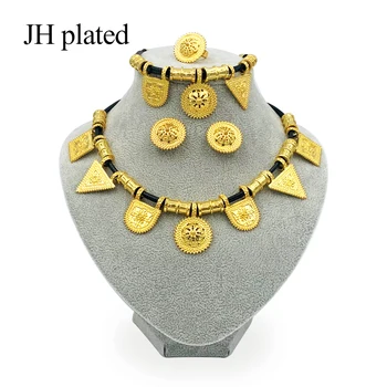 

Ethiopian Jewelry Sets Gold Color Rope earrings necklace African /Ethiopia /dubai gifts for Women bridal wedding jewelry set