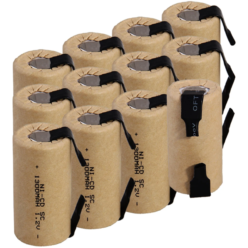 Günstige Niedrigsten preis 12 stück SC batterie 1,2 v batterien wiederaufladbare 1300 mAh nicd batterie für power werkzeuge akkumulator