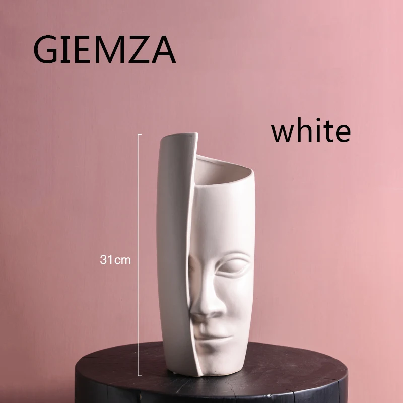 GIEMZA белые Портретные вазы 3 D ваза с лицом для мужчин керамическая домашний декор напольная ваза очень большая 31 см наружная декоративная