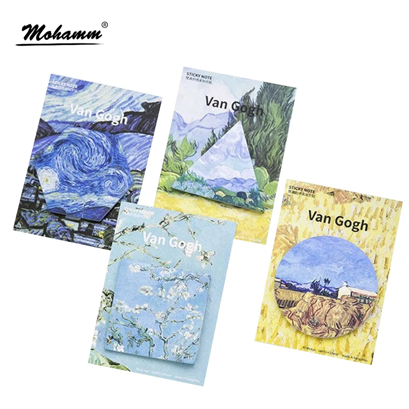 

30 sheets/lot Cute Van Gogh's Oil Painting Notebook Memo Pad Self-Adhesive Sticky Notes Office School Supplies Memo Pad