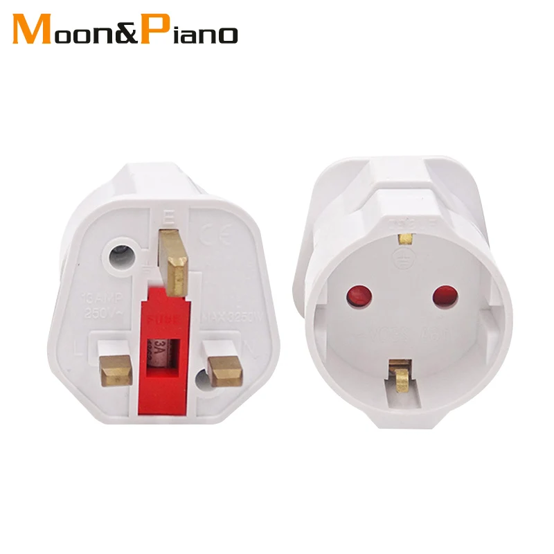 

1 PC European 2 Pin to UK 3 Pin Plug Adaptor Euro EU Travel Mains Adapter Converter European Power Adapters For Phone Charging