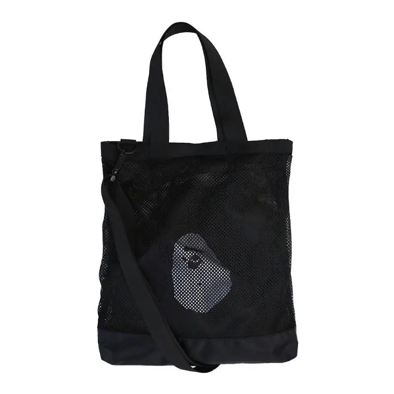 

Unisex Fashion Black 2pcs/set Mesh Totes Large Capacity Shoulder Handbags Women Men Shopping Crossbody Messenger Bags Clutch