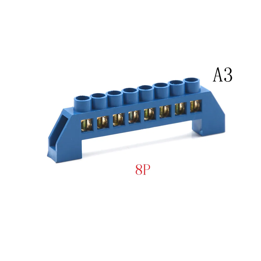Синий 4/6/8/10/12 позиций Винтовые клеммы разъема полосы электрические распределительные кабели Винтовые клеммы латунь дорожный бар - Цвет: 8P