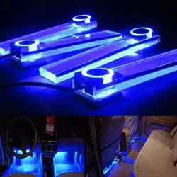 4 в 1 12 В синяя Автомобильная декоративная лампа Зарядка светодиод Интерьер напольные украшения 8P85