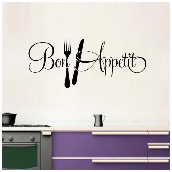 Knife and fork pattern removable wall stickers Good Appetite Kitchen Wall Stickers Home Decor Wallpaper