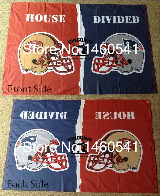 San Francisco 49ers England Patriots Helmet House Divided Flag 3ft x