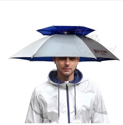 

360 degree Outdoor Umbrella Hat Double Layer Outdoor Anti-uv Umbrella Cap Windproof Umbreela Hat For Fishing / Photography 77cm