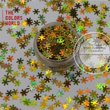 TCA200 Блестки для ногтей золотистого цвета глиттер блестки в форме снежинок 6,0 мм Размер углы для дизайна ногтей и DIY принадлежности