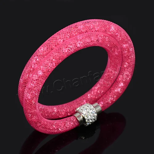 LFPU горячая Распродажа сетчатый двойной браслет Модный очаровательный хрустальный браслет для женщин - Окраска металла: Dark pink