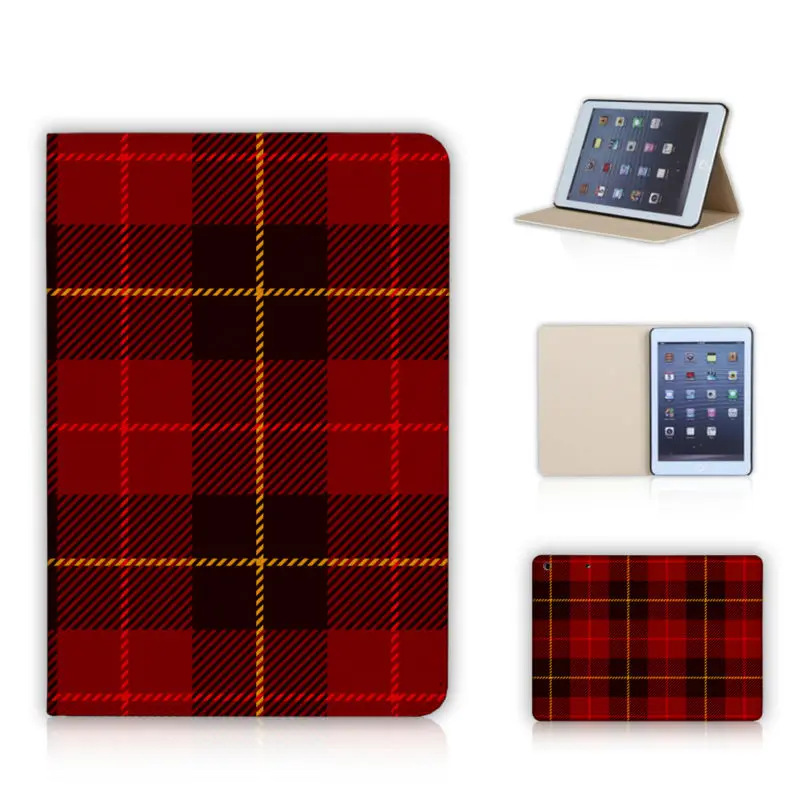 

Newest lattice Houndstooth Black white plaid printed leather case for Apple ipad mini shell stand flip mini2 mini3 tablet covers