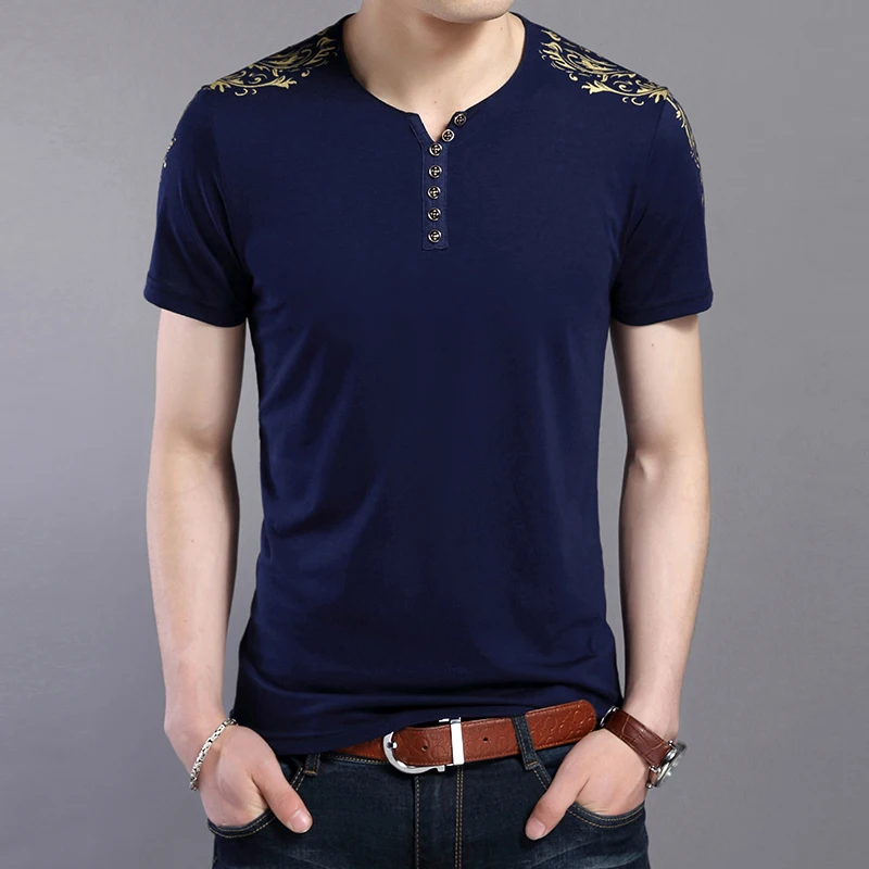 New style men T Shirt Summer Men 95% Cotton Short Sleeve Slim Tops Tees ...