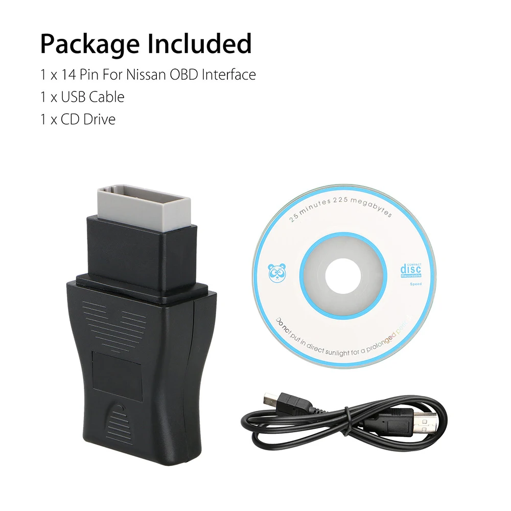 HaoYiShang Cable de la Herramienta de diagn/óstico del Coche de 14Pin OBD2 DDL USB para Nissan a/ño 1989 a 2000