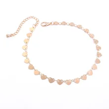 Fashion Peach Heart Sequins Anklets Handmade Gold Silver Foot Chain Anklet Bracelet for Women Bohemian Jewelry Fashion Peach Heart Sequins Anklets Handmade Gold Silver Foot Chain Anklet Bracelet for Women Bohemian Jewelry