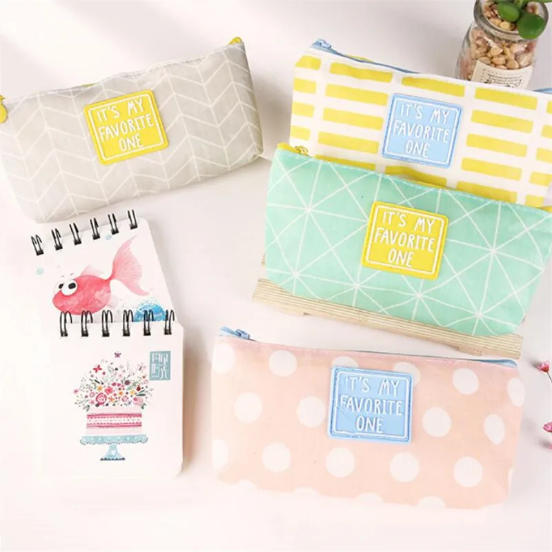 

Cute Kawaii Colorful Canvas Pencil Case Pencil Bag Stationery Storage Pouch Pen Case Kid Office School Supplies Gift