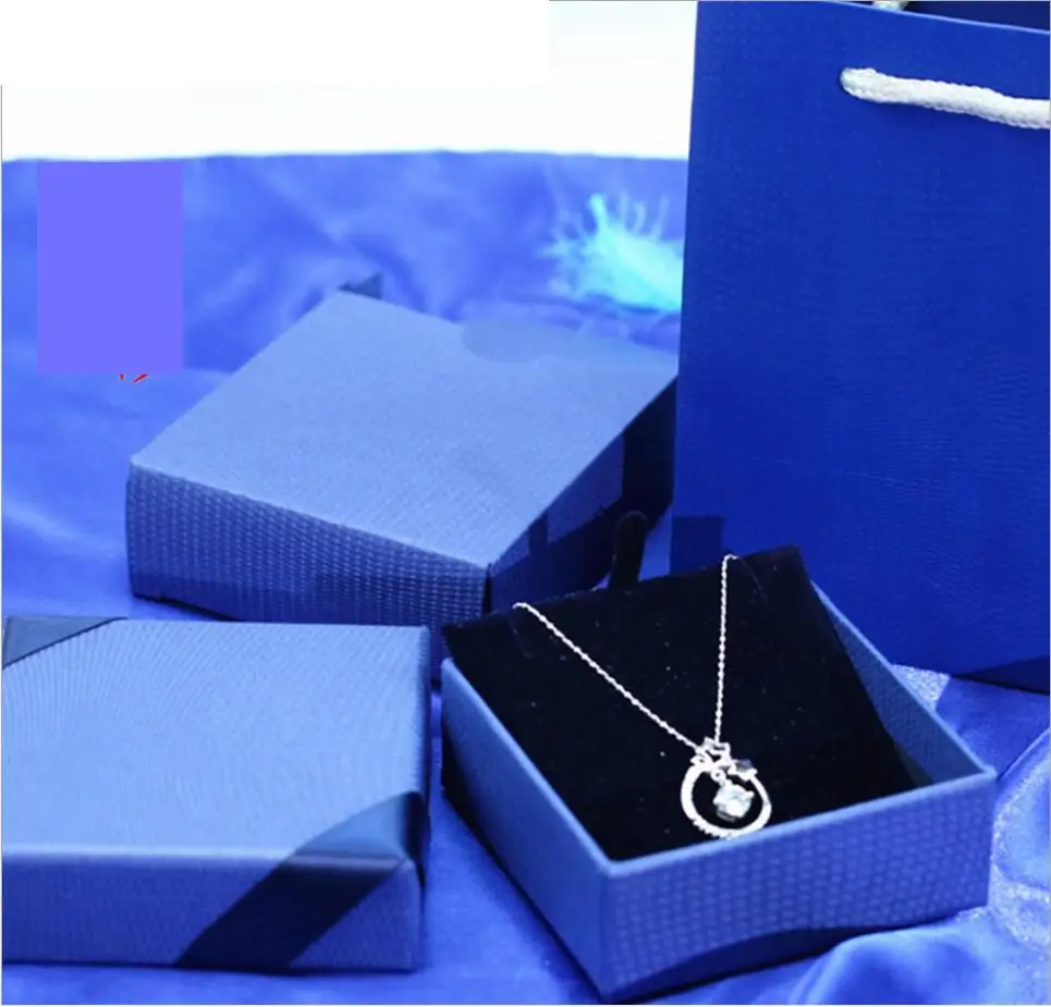 Низкая цена Голубой цвет ювелирные изделия высокого качества подарок Цепочки и ожерелья упаковочная коробка Бумага сумка от пыли Чехол теги инструкции комплект PK10