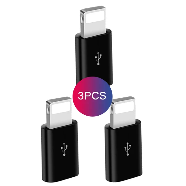 ACCEZZ OTG адаптер Micro USB кабель-преобразователь освещения для Apple iphone 5 6 7X8 Plus XS MAX XR Зарядка Синхронизация данных разъем - Цвет: 3PC Black