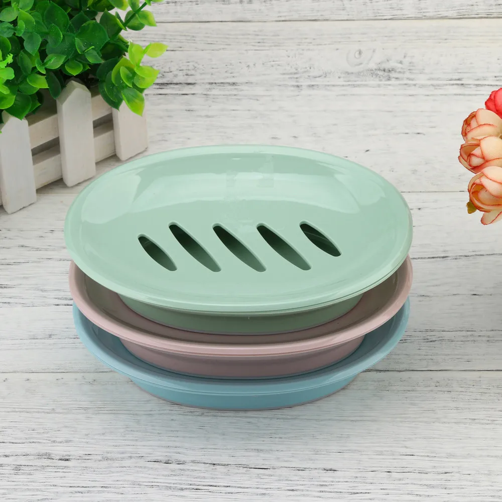 

ISHOWTIENDA Portable Soap Dishes Double Plastic Soap Box Family Bathroom Shower Travel Camping