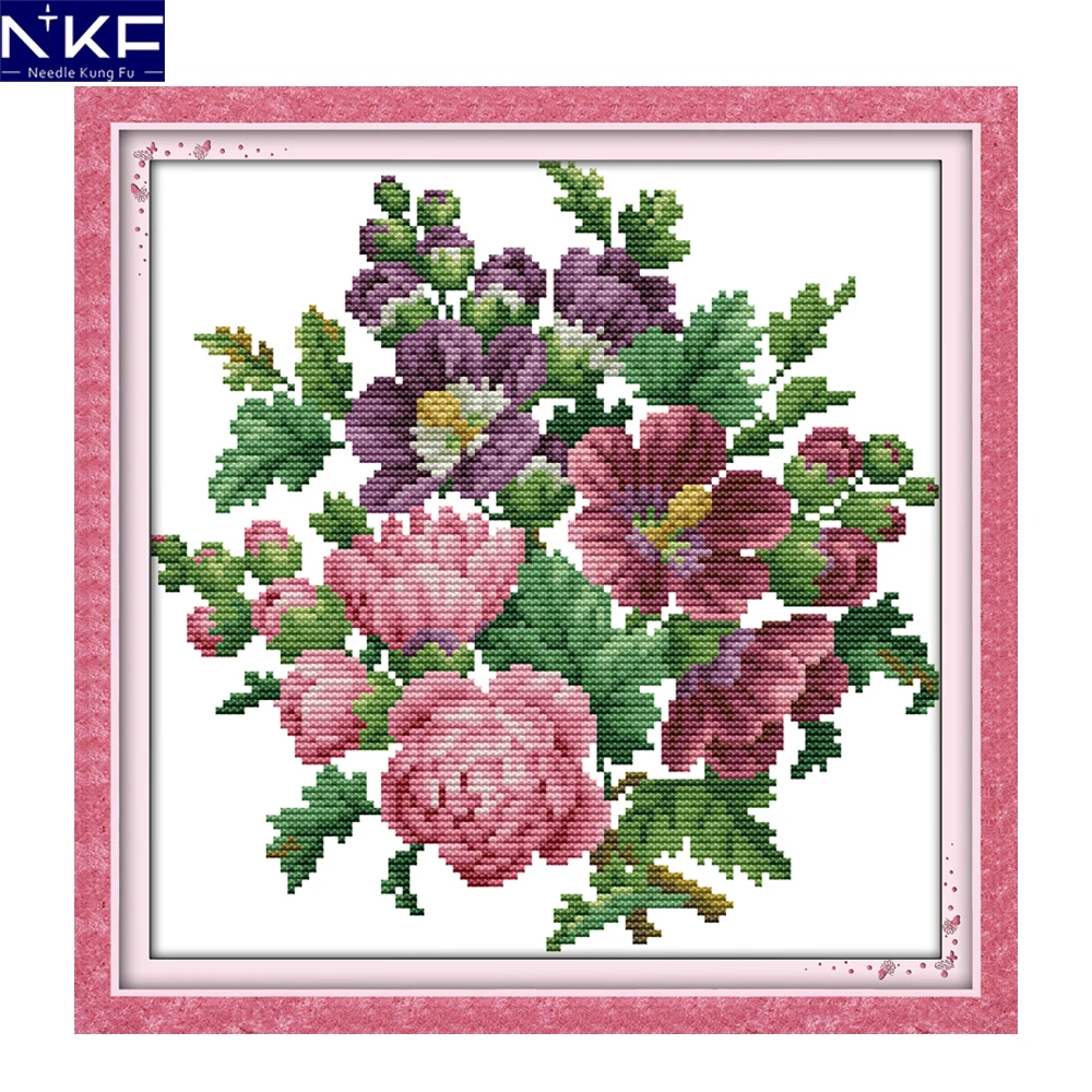 NKF Blossom vase flower style needlework embroidery designs handcraft Chinese cross stitch patterns for home decoration | Дом и сад