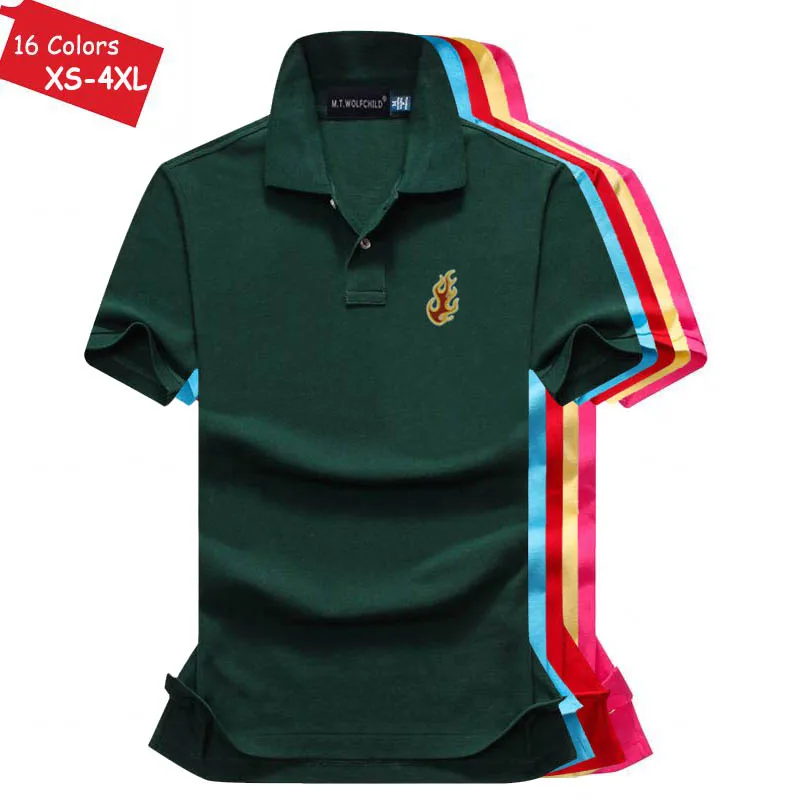 

Good quality 2019 Summer Men's short sleeve polos shirts casual 100% mens lapel polos shirts fashion mens tees XS-4XL 16 Colors