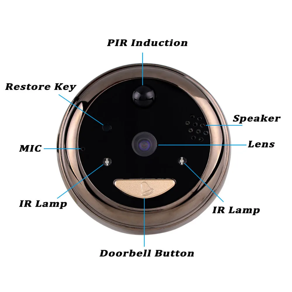 Батарея глазок WiFi дверной звонок Облачное хранилище PIR ночное видение видеодомофон 2 способа аудио серебро