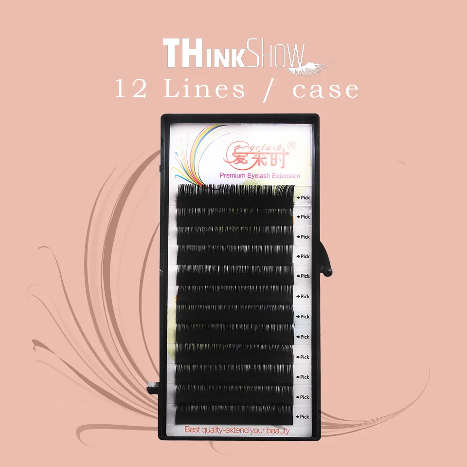 

Thinkshow 8-15mm 12Rows Silk Eyelash Extension Soft Handmade Lash Extension Professional Eye Lash Extension 3D Russia Eyelash