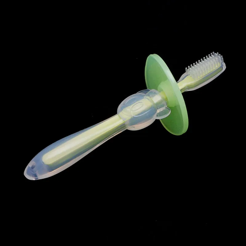 Горячая Новые Детские Младенцы Дети мягкий безопасный сгибаемый Прорезыватель для обучения зубная щетка#330 - Цвет: Зеленый