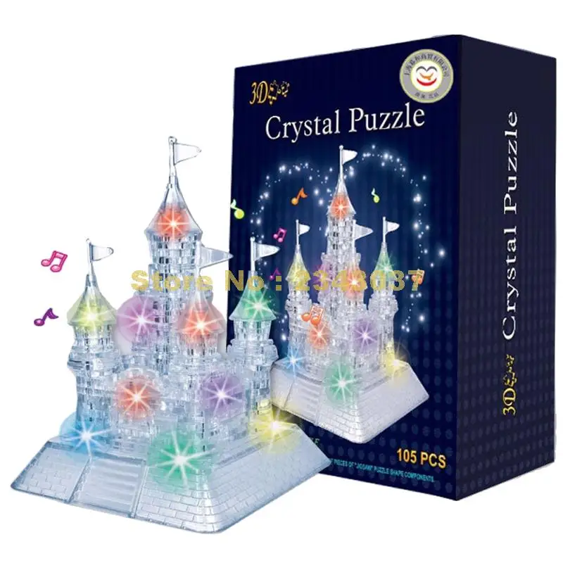 3D DIY Crystal Music Puzzle Jigsaw Kid Early Learning Castle Construction pattern gift For Children Brinquedo