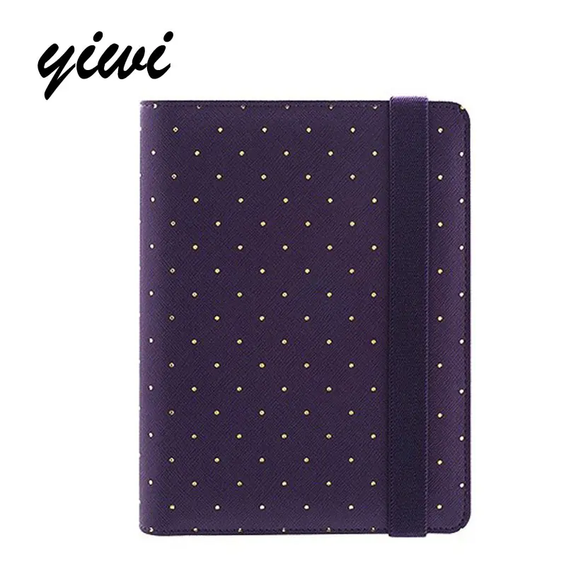 YIWI Agenda 2017 Purple Notebook A5 A6 A7 Planner Kawaii Diy Diary Cute School Stationary White Gold Dot Notebooks dokibook